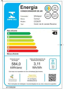 Ar condicionado janela 7500 BTUs Consul quente e frio com design moderno - CCS07FB 220V