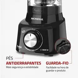 Liquidificador Mondial L-900 FB 5 Velocidades 900W Preto 220V