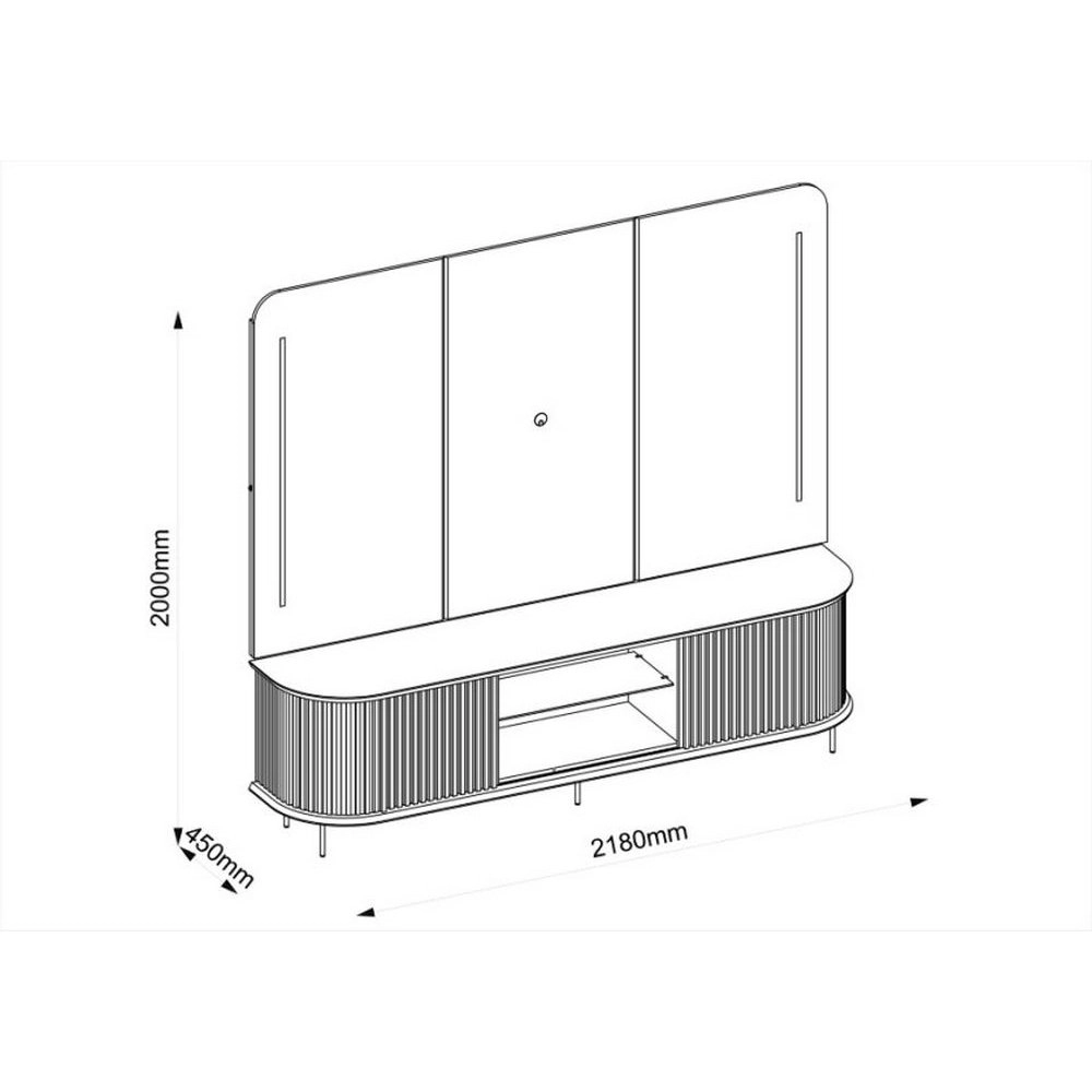 Rack + Painel Combo 2.18M Atlas Para Tv Até 75 Off White 33642.174 MDF A200XL218XP45 Dj