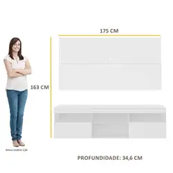 Rack com Painel p/ TV até 65" Flórida Multimóveis Branco