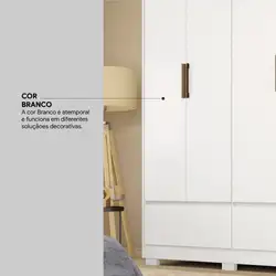 Guarda Roupa 6 Portas 3 Gav 2.33M Himalaia Branco 12/15MM C/Pe A223XL233XP47 Demóbile