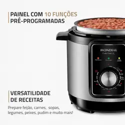 Panela de Pressão Elétrica Mondial Pratic Cook 3L Premium I PE-47-3L-I PANELA ELÉTRICA DE PRESSÃO-220V-PRETO/INOX