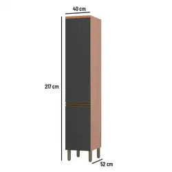 Paneleiro de Cozinha Macadâmia 40cm 2 Portas  Telasul