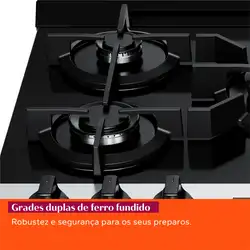 Fogão Brastemp 5 Bocas Cor Inox Com Mesa de Vidro, Turbo Chama e Timer - BFS5XAR BIVOLT