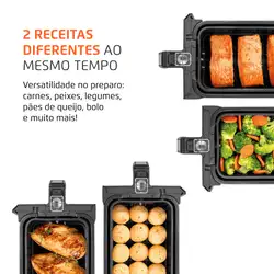 Fritadeira Air Fryer Dual Duplo Cesto 8L Mondial AFD-01-BI