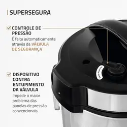 Panela de Pressão Elétrica Mondial Pratic Cook 3L Premium I PE-47-3L-I PANELA ELÉTRICA DE PRESSÃO-220V-PRETO/INOX