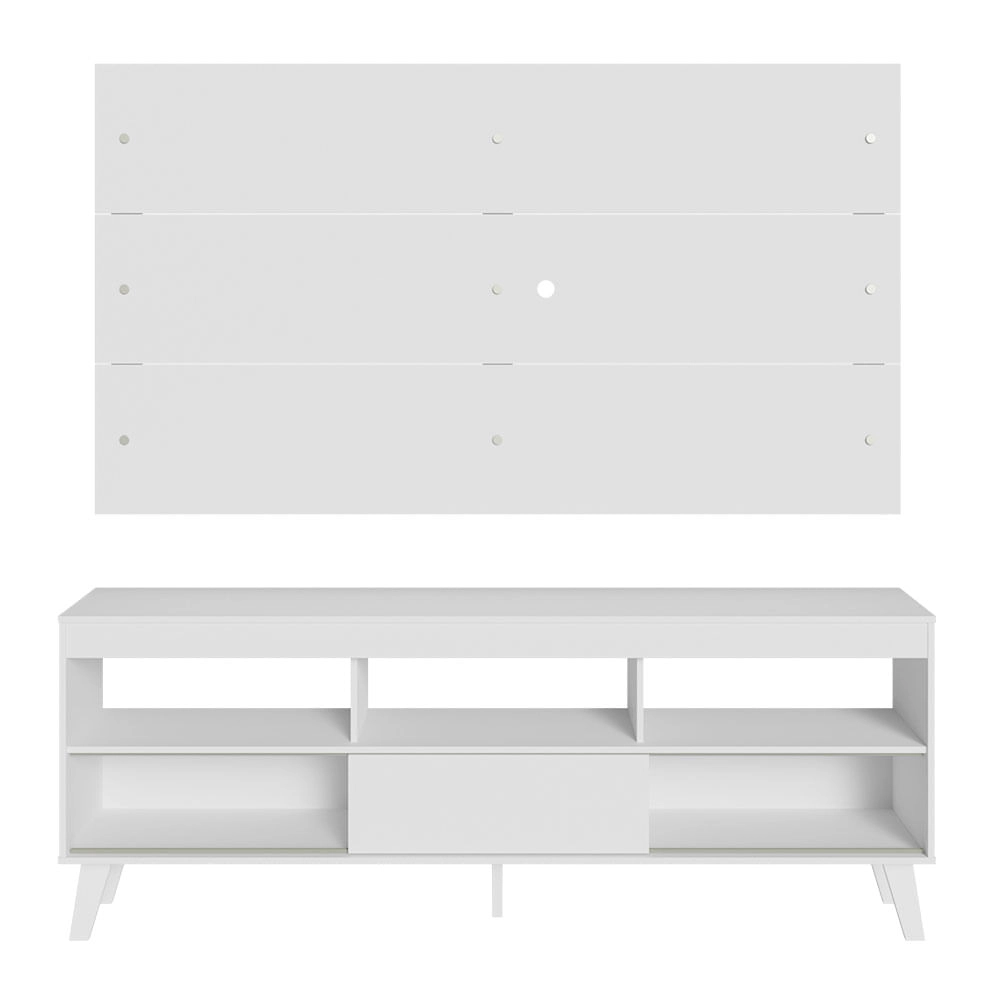 Rack com Painel para TV até 65 Polegadas com Pés Branco Texas Madesa Cor:Branco