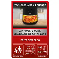 Fritadeira Eletrica Arno Air Fryer Essential AFE3 3,5L 1430W EY1308B2 Preta 220V