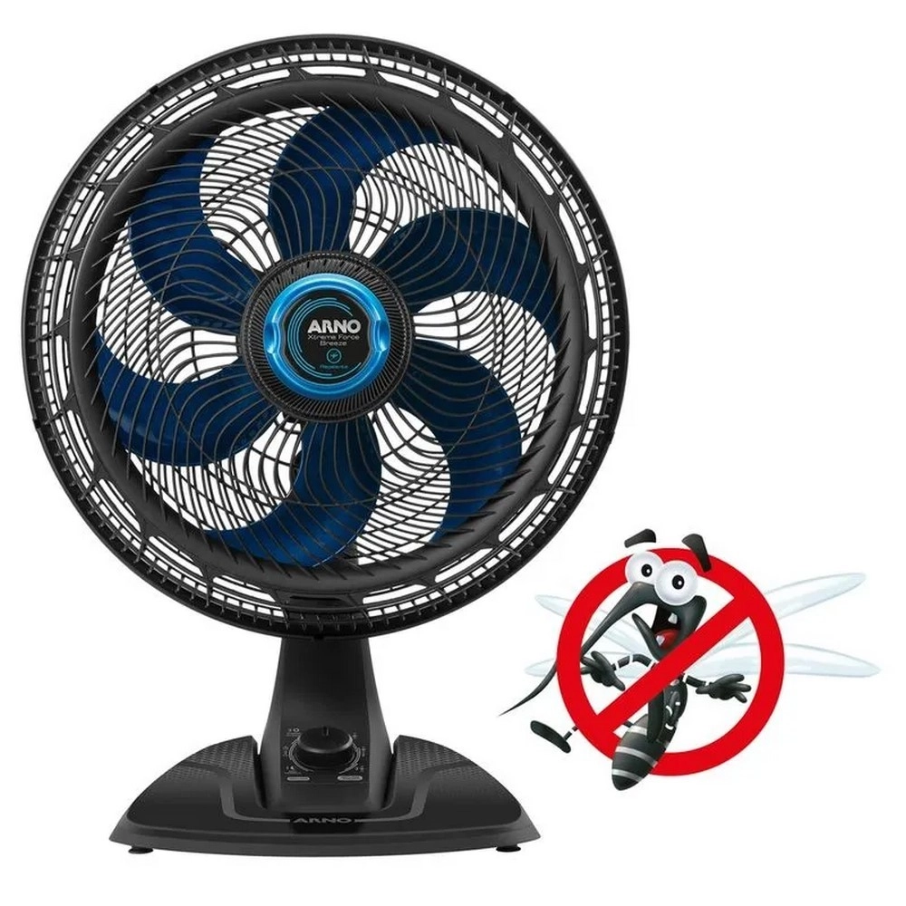 Ventilador de Mesa Arno 40CM VB55 Xtreme Force Breeze Repelente Líquido Desmontável Preto 220V