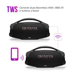 Caixa de Som Boombox Plus AIWA BBS-01B 200W BT 30H IP66 USB