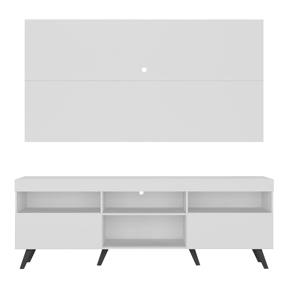 Rack c/ Painel TV 65" Retrô Holanda Multimóveis BR3133 Branco/Preto