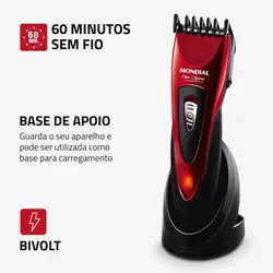 Cortador de Cabelos Mondial Flex Clipper CR-04 CORTADOR CABELO-BIV-VERMELHO/PRETO