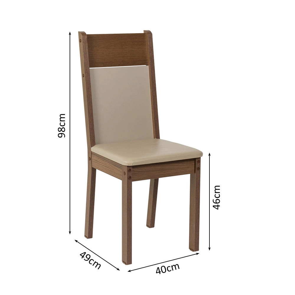 Kit 6 Cadeiras Rustic/Crema/Sintético Bege 4280 Madesa Cor:Rustic/Crema/Sintético Bege