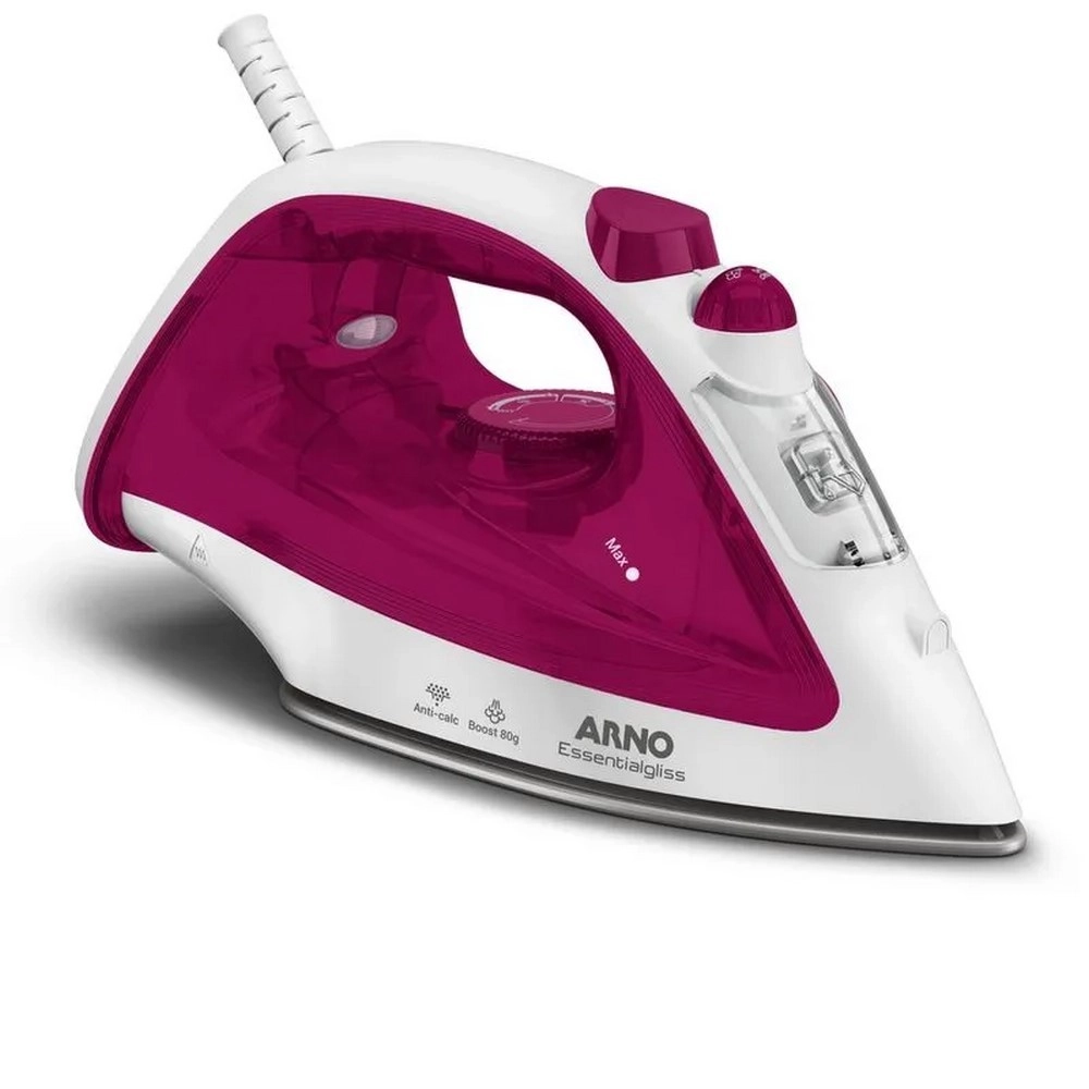 Ferro de Passar a Vapor Arno Essentialgliss Base Antiaderente FMQ FV1051B2 Rosa/Branco 220V