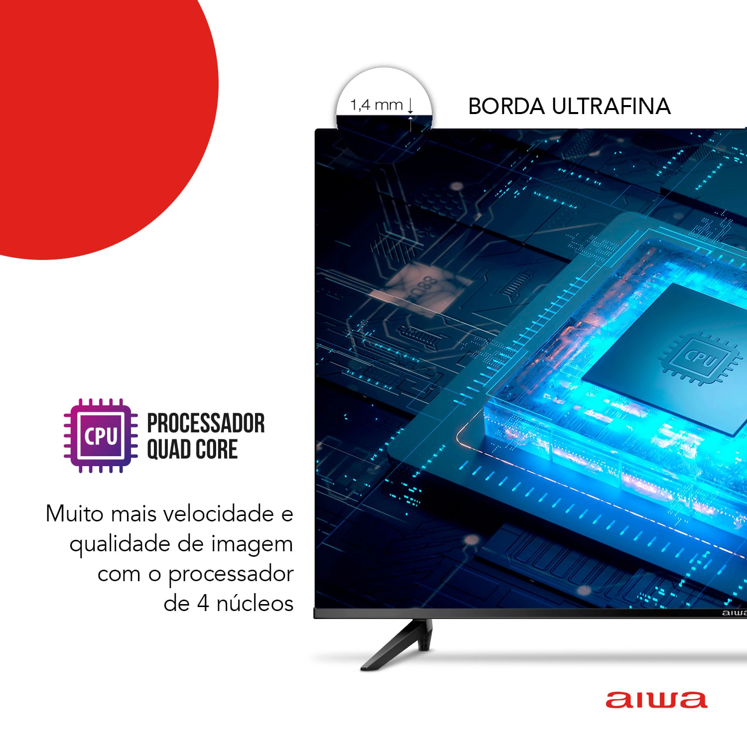 Smart TV AIWA 43” Android Full HD Borda Ultrafina HDR10 Dolby Áudio AWS-TV-43-BL-02-A