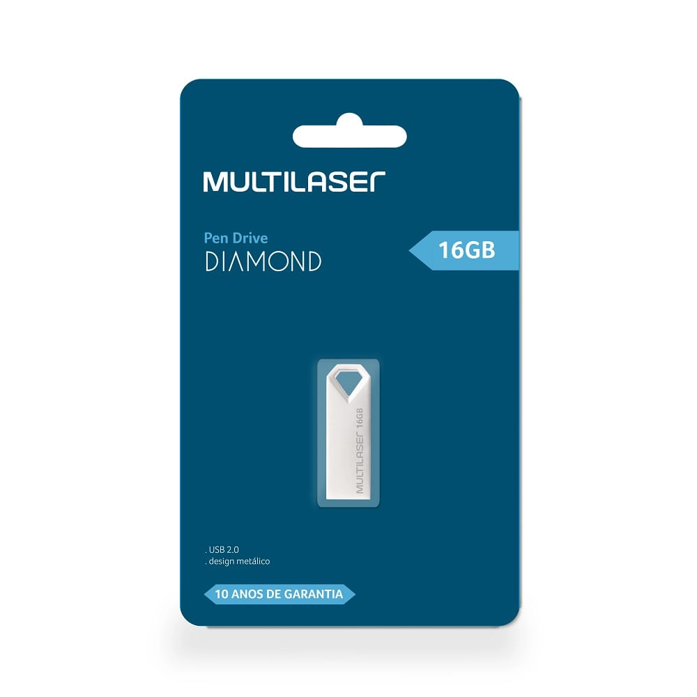 Pen drive Multilaser Diamond 16GB USB 2.0 Metálico - PD850 PD850