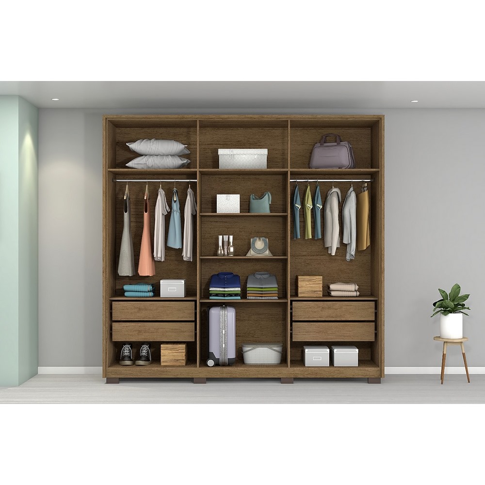 Guarda Roupa 6 Portas 4 Gav 2.30M Reino Cinamomo/Urban MDF12/15MM C/Pe C/Espelho A230XL240XP55 Josan