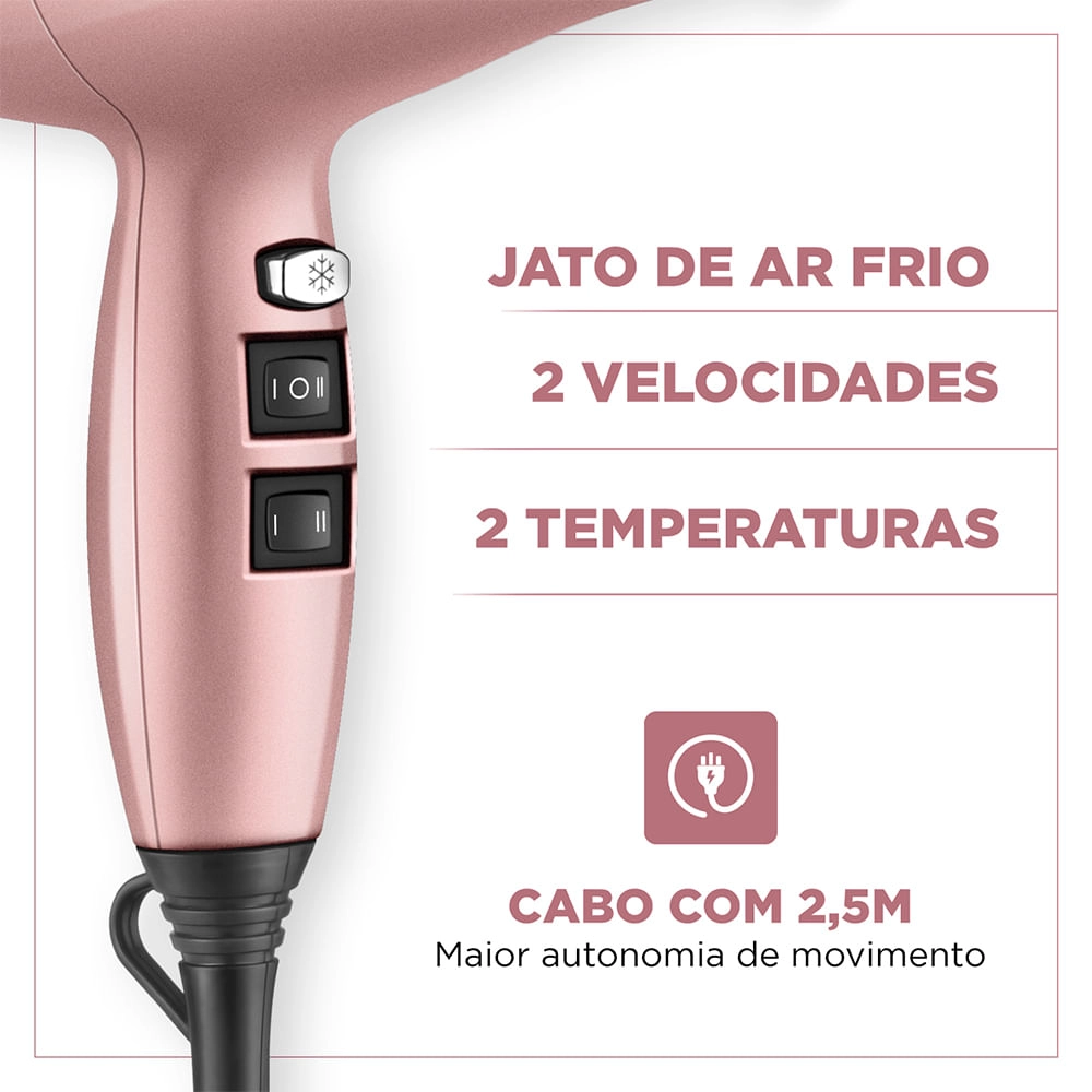 Secador de Cabelo By Juliette Mondial Golden Rose 2000W - SCP-JU-01 SEC CABELOS PROF SCP-JU-01 220V/60Hz