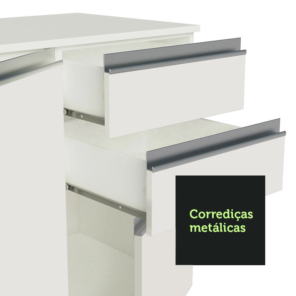 Cozinha Completa 100% MDF Madesa Smart Modulada de Canto Branco Cor:Branco