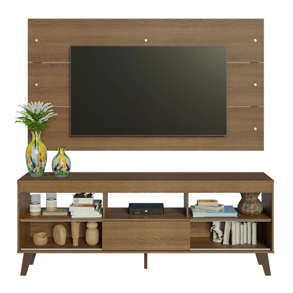 Rack com Painel para TV até 65 Polegadas com Pés Rustic Texas Madesa Cor:Rustic