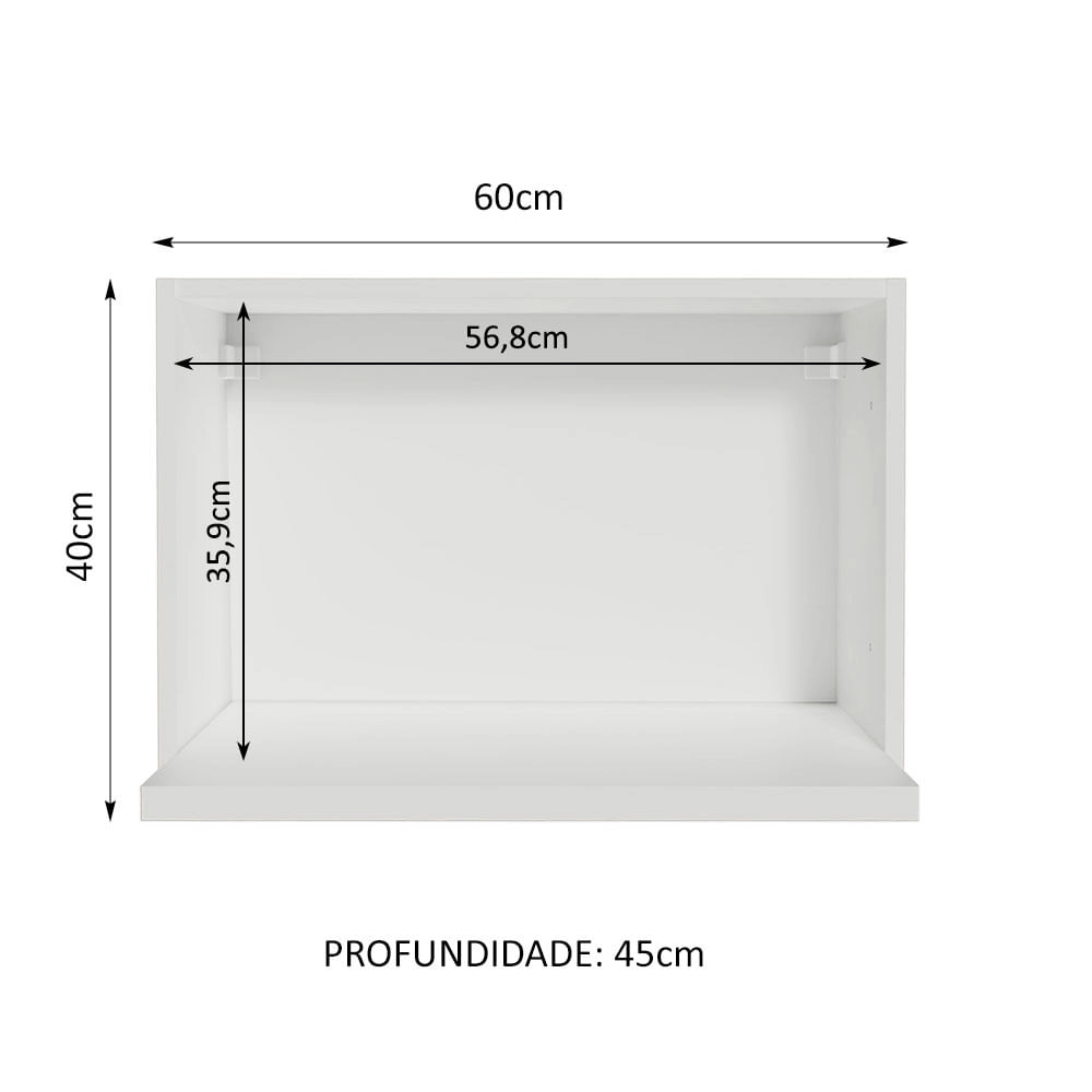 Armário Aéreo Madesa para Glamy, Lux, Reims 60 cm com Nicho para Forno - Branco Cor:Branco