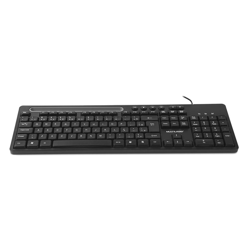 Teclado Multimídia Office USB Preto com Apoio para Smartphone - TC262 TC262