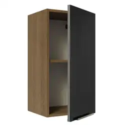 Armário Aéreo Madesa Lux 35 cm 1 Porta Rustic/Preto Cor:Rustic/Preto