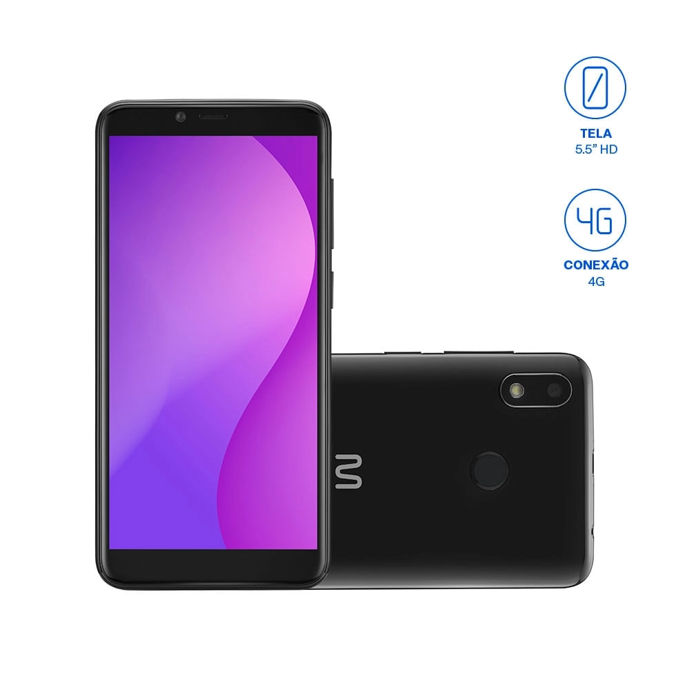 Smartphone Multilaser G 4G 16GB Tela 5.5 Octa Core Sensor de Digitais Android 9.0 GO Preto - P9095OUT [Reembalado] P9095OUT