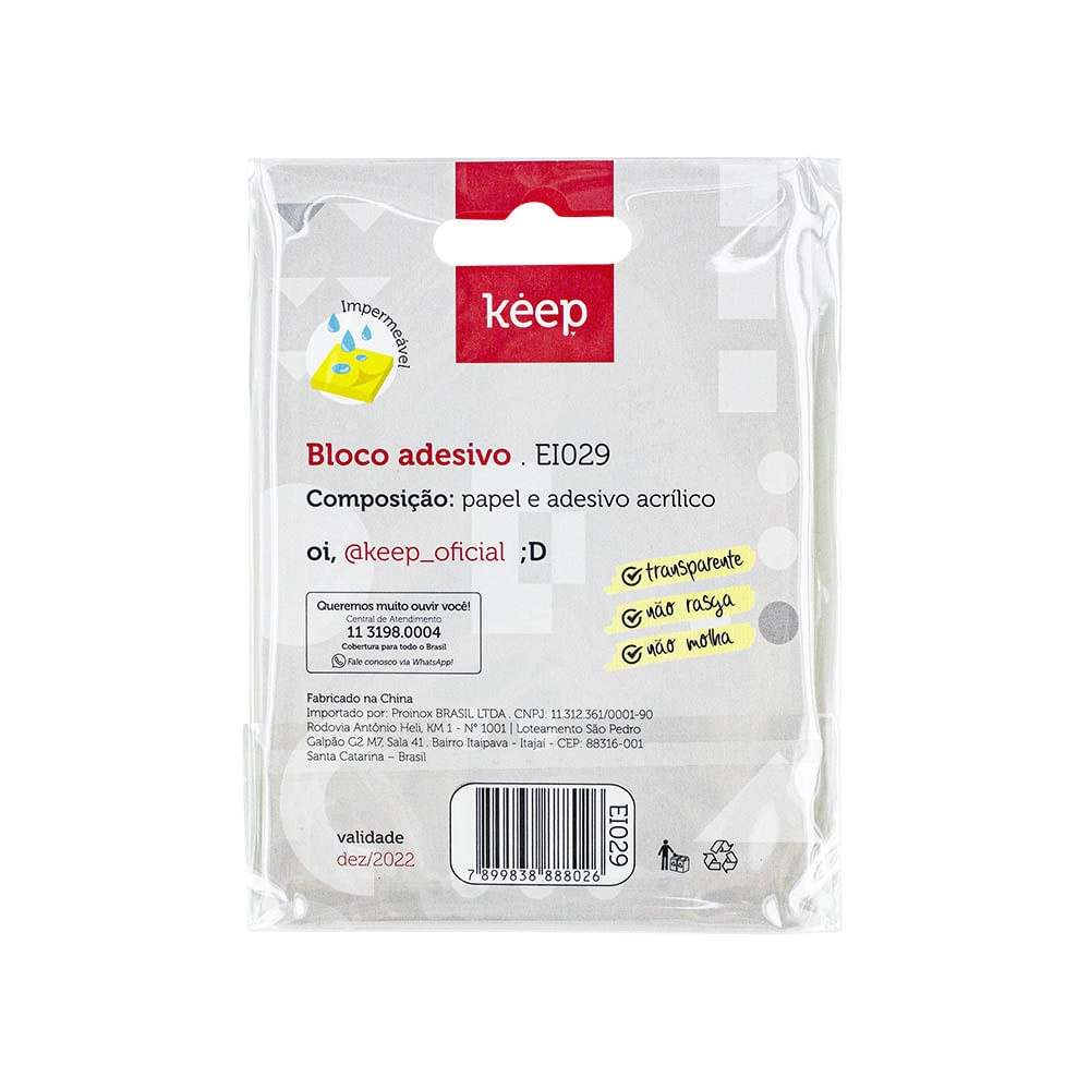 Bloco Adesivo Pet Amarelo 75x75mm 50FL Keep - EI029 EI029