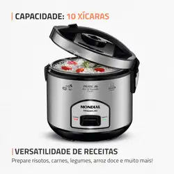 Panela Elétrica Mondial Pratic 10I PE-42-10X PANELA ELÉTRICA DE ARROZ-220V-PRETO/INOX