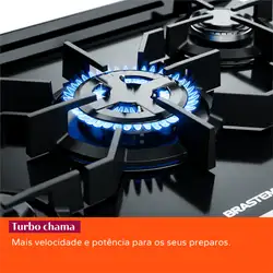 Fogão Brastemp 5 Bocas Cor Inox Com Mesa de Vidro, Turbo Chama e Timer - BFS5XAR BIVOLT