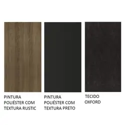 Conjunto Sala de Jantar Mesa Tampo de Madeira 4 Cadeiras Rustic/Preto/Oxford Livia Madesa Cor:Rustic/Preto/Oxford