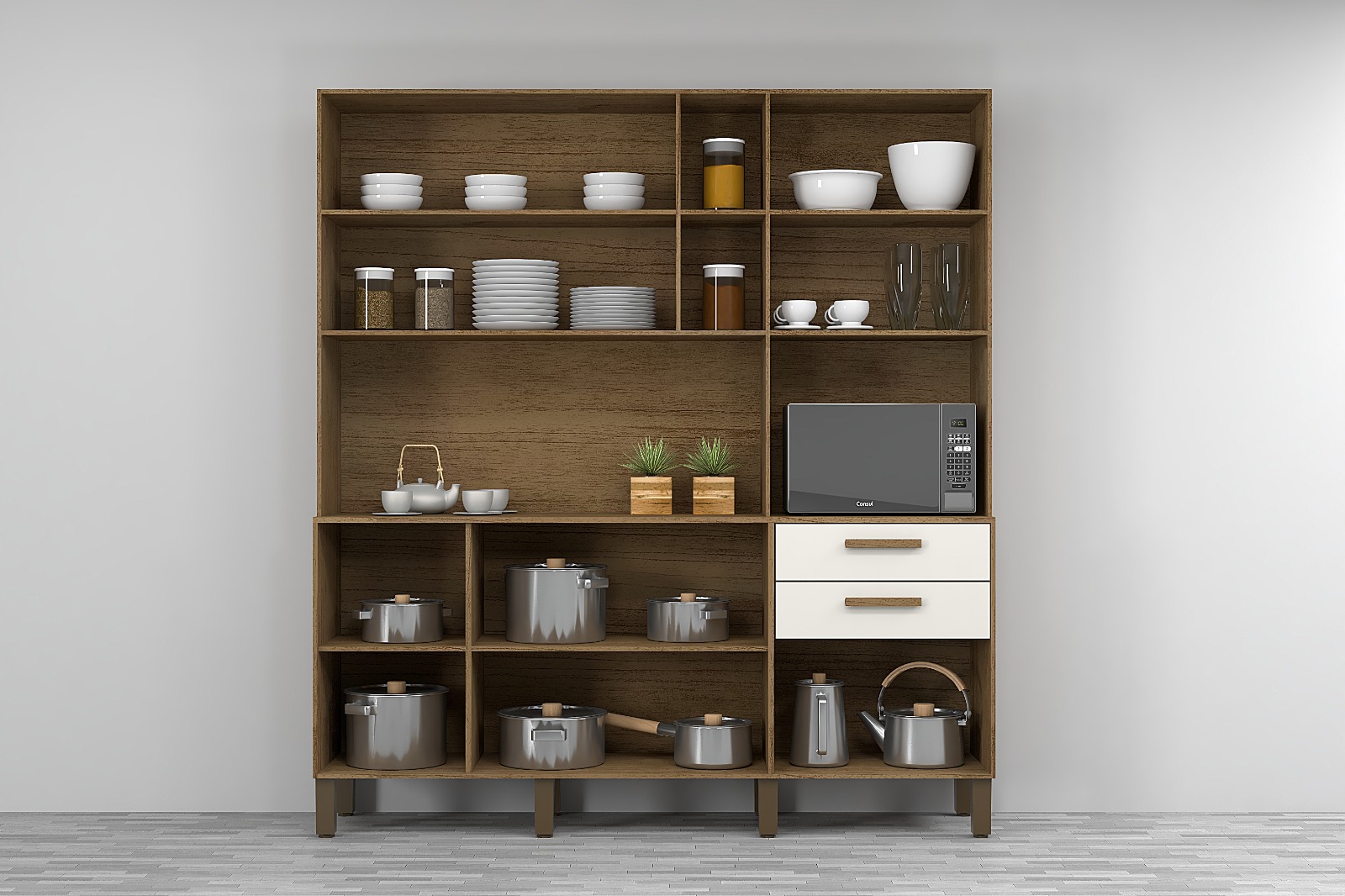 Kit Cozinha 1.80M Treviso Plus 7 Portas 15/12 Cinamomo/Off A200XL180XP40 Josan