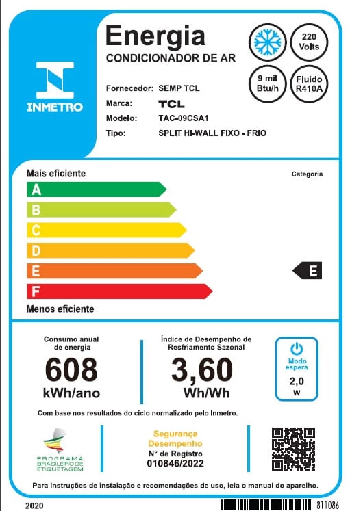 Ar Condicionado Split Hi Wall TCL 9.000 Btus Frio 220v