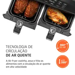 Fritadeira Air Fryer Dual Duplo Cesto 8L Mondial AFD-01-BI