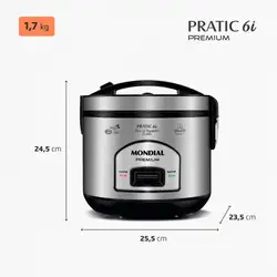 Panela Elétrica Mondial Pratic 6I PE-43-6X PANELA ELÉTRICA DE ARROZ-220V-PRETO/INOX