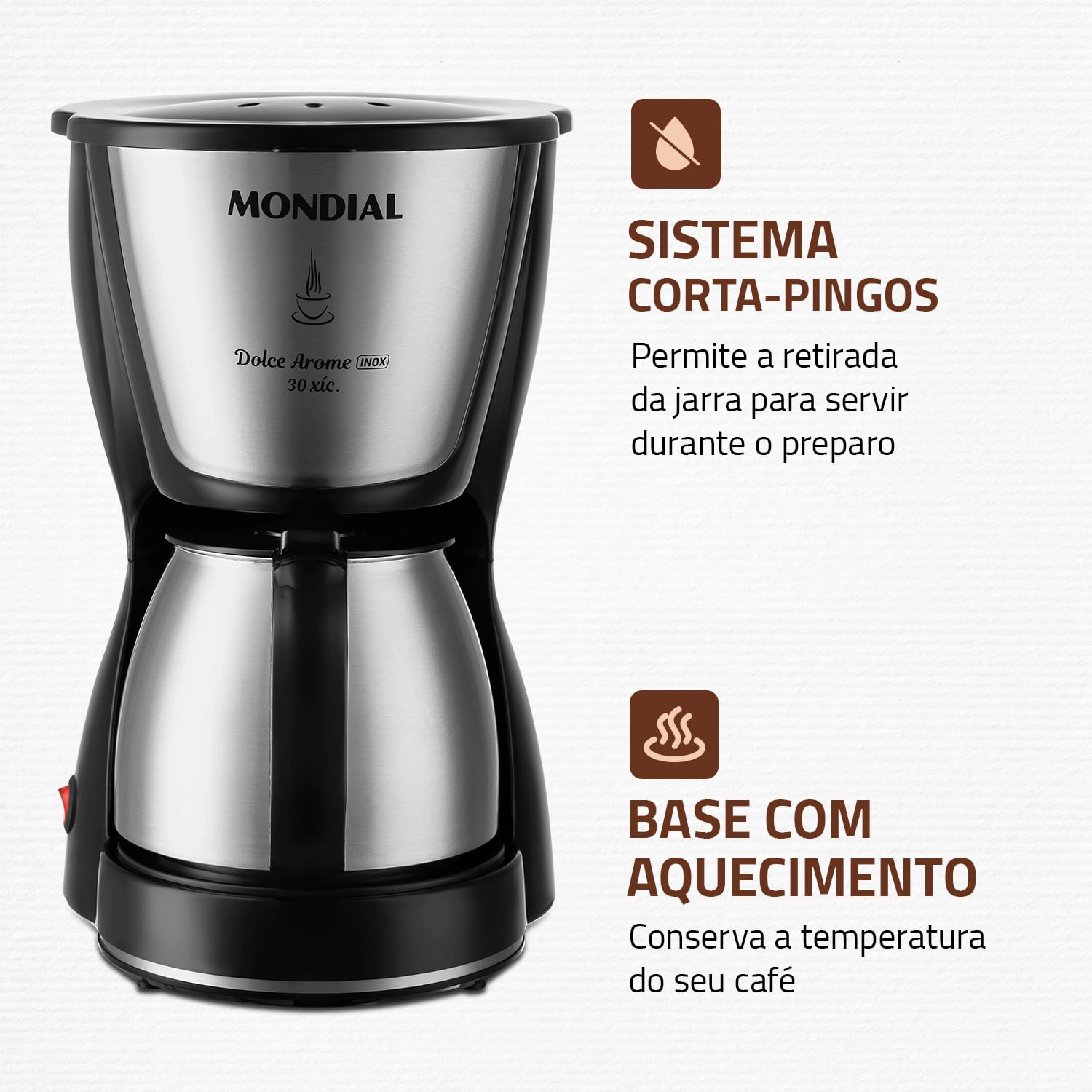 Cafeteira Elétrica Mondial Dolce Arome C-37JI-30X CAFETEIRA-220V-PRETO/INOX