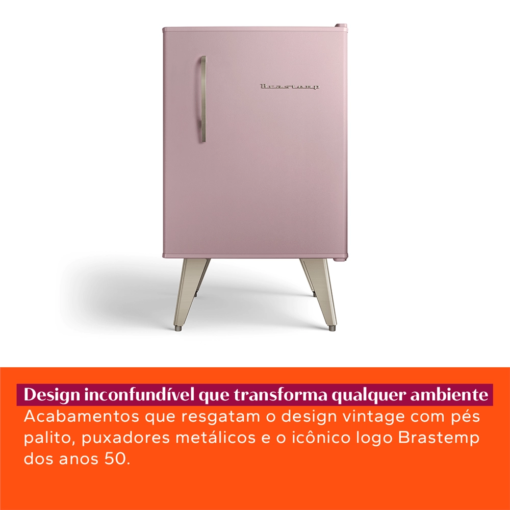 Frigobar Brastemp Retrô 76 Litros Rose Quartz - BRA08HO 220V