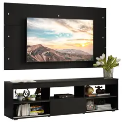 Rack com Painel para TV até 65 Polegadas Preto Orlando Madesa Cor:Preto