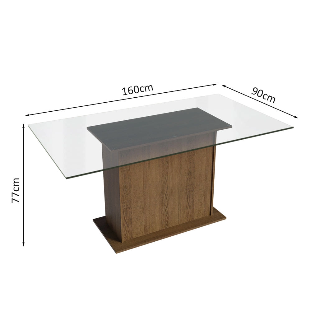 Mesa Madesa com Tampo de Vidro 5251A Rustic Cor:Rustic