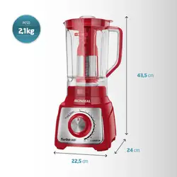 Liquidificador Mondial Turbo Red L-1200 RI 1200W 12 Velocidades Vermelho/Inox 220V