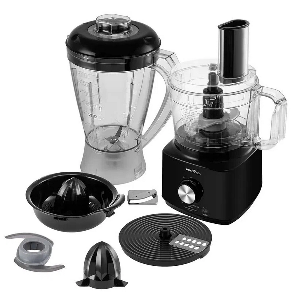 Multiprocessador Britânia BMP900 All In One 2 Velocidades 900W 5 EM 1 Preto 220V