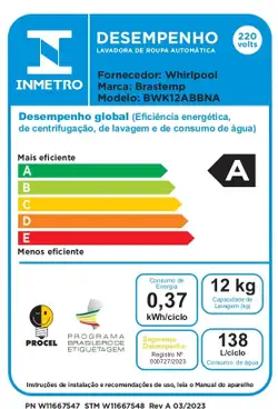 Máquina de Lavar Brastemp 12Kg branca com Ciclo Tira Manchas Advanced e Ciclo Antibolinha - BWK12AB 220V