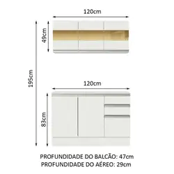 Armário de Cozinha Compacta 100% MDF 120 cm Branco Smart Madesa 01 Cor:Branco