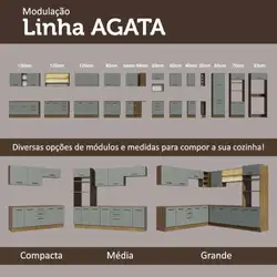 Cozinha Compacta Madesa Agata 120001 com Armário e Balcão (Sem Tampo e Pia) Rustic/Cinza Cor:Rustic Cinza