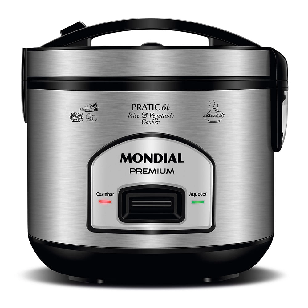 Panela Elétrica Mondial Pratic 6I PE-43-6X PANELA ELÉTRICA DE ARROZ-220V-PRETO/INOX