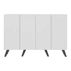 Aparador Buffet 4 Portas Retrô Alemanha Multimóveis BR3556 Branco/Preto