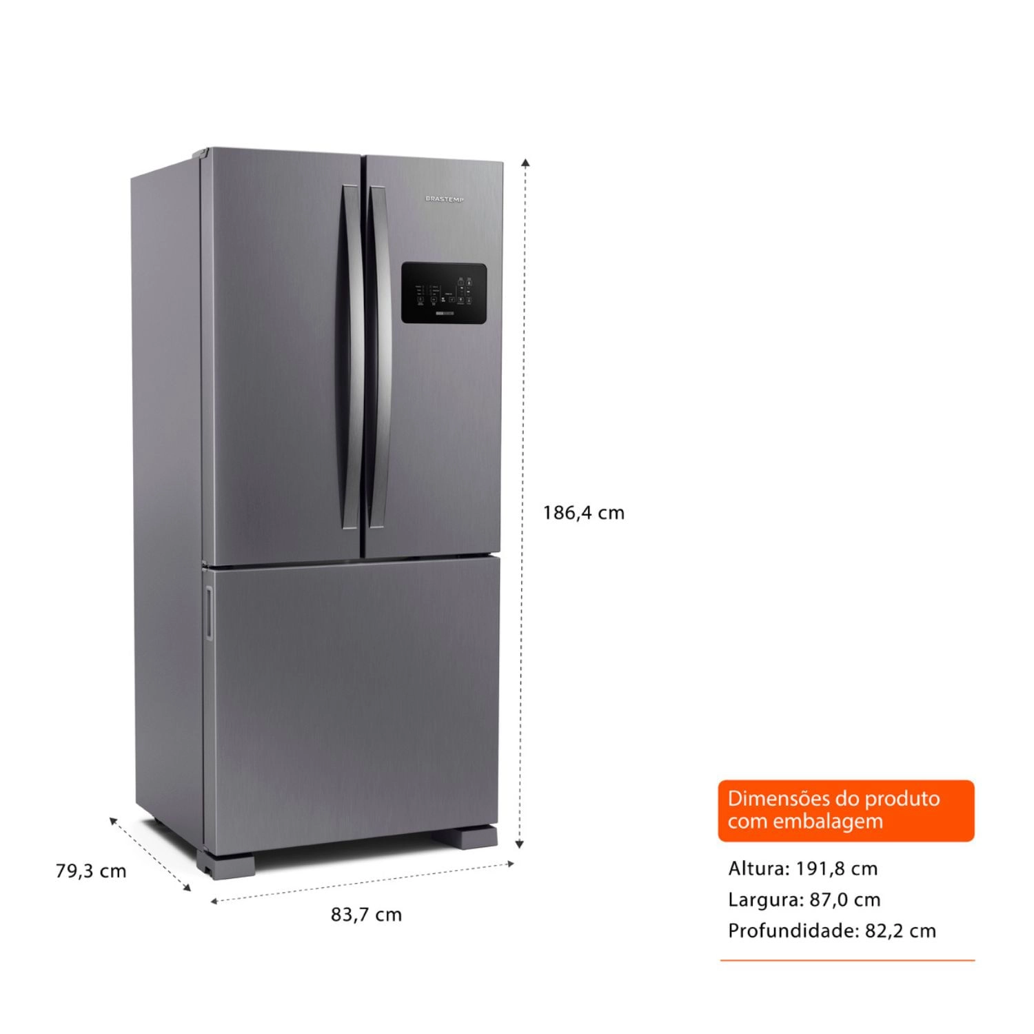 Geladeira Brastemp Frost Free French Door A+++ 554 litros cor Inox - BRO85AK 220V