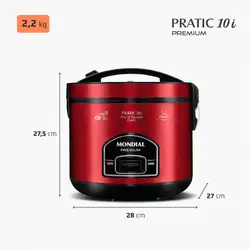 Panela Elétrica Mondial Pratic 10I PE-46-10X PANELA ELÉTRICA DE ARROZ-220V-VERMELHO/INOX