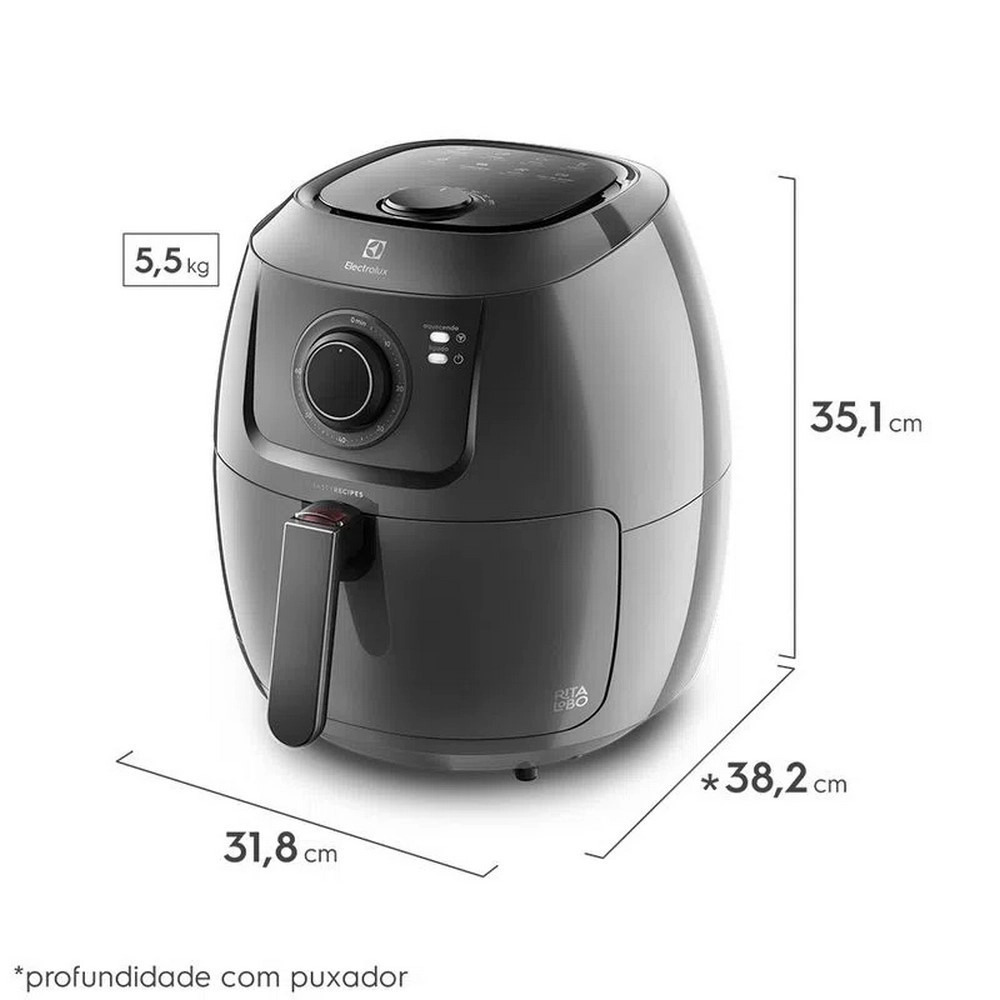 Fritadeira Eletrica Electrolux Air Fryer EAF50 5L Family Efficient 1700W Grafite 220V